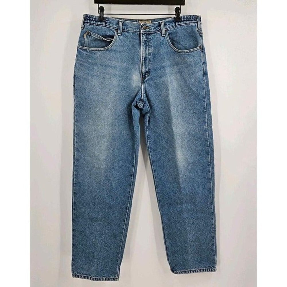 L.L. Bean Comfort Waist Flannel Lined Mens Faded Blue Jeans Sz 36×32